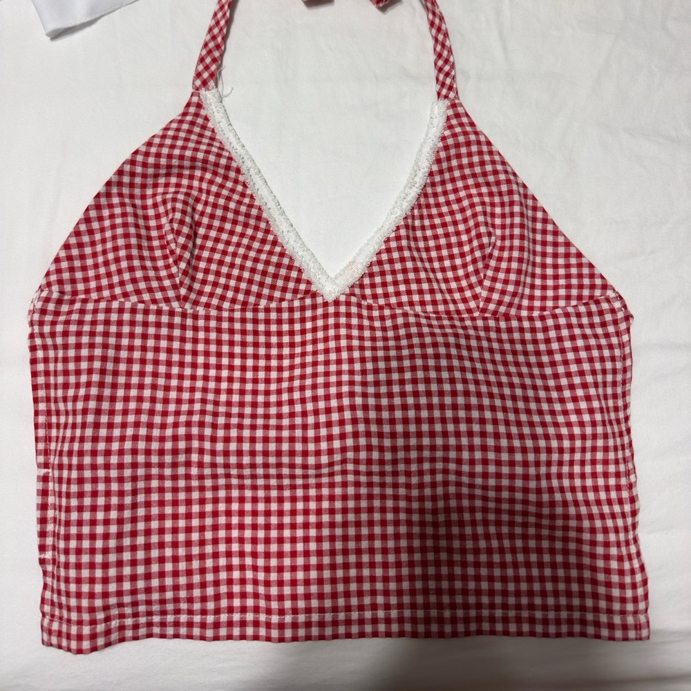 Edikted Gingham Backless Halter Top - image 1